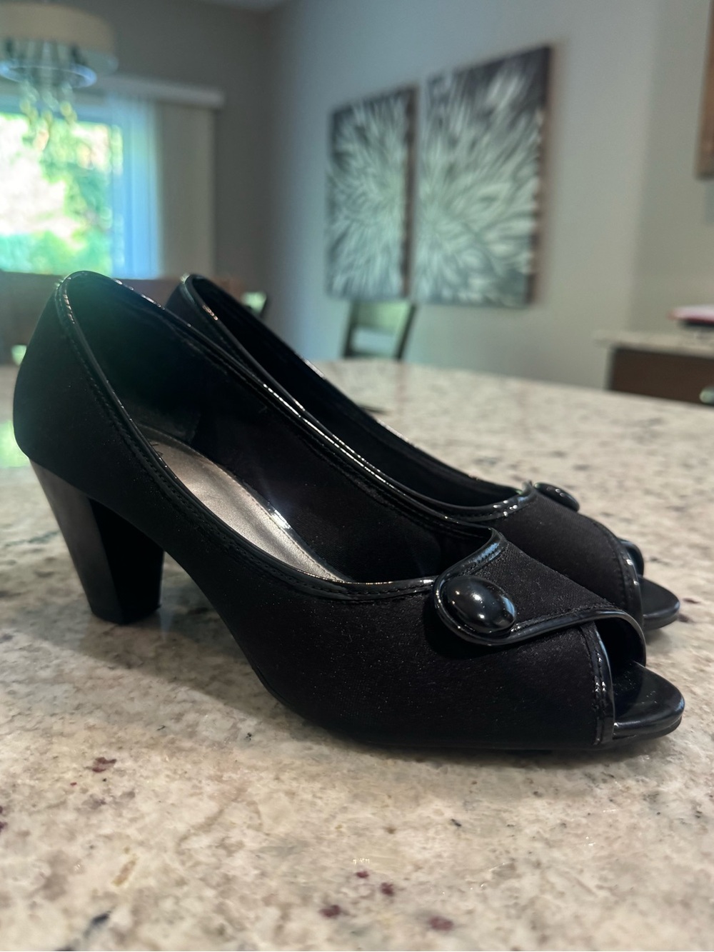 Classic Black Peep-Toe Heels